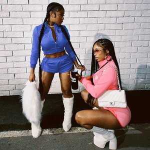 Custom <strong>Loose</strong> Gym Workout Brand Short Sleeve Shorts Sports Two-piece Crop Top and Running Two Piece Set <strong>Women</strong> <strong>Clothing</strong> Shorts - Product Image 3