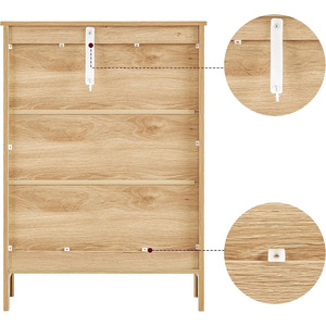 Buffet moderne en rotin avec étagère réglable, armoire de rangement en bois pour salle à manger - Product Image 3