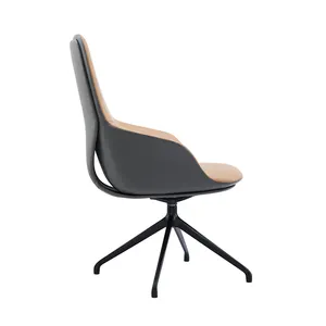 Chaise de salle à manger en cuir PU matelassé, avec jambes en métal, à dossier central et moderne, avec garantie de 5 ans