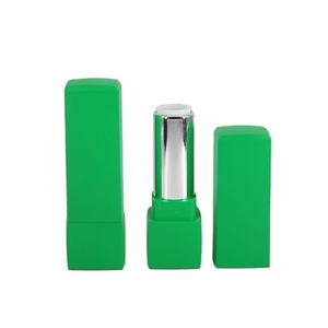 Tubo de Lápiz Labial Cuadrado Verde Mate de 75 mm, Color Personalizado al por Mayor, Base de Rosca Gruesa, 4 g, Plástico, Estampado en Caliente, Envase Cosmético Vacío - Product Image 1