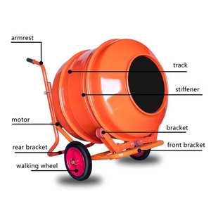 Mezcladora de Concreto Eléctrica Roja Portátil con Ruedas y Asa para Uso en Construcción - Product Image 5