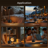Lámpara de Mesa LED Recargable por USB, Moderna, Táctil, para Interiores y Exteriores, con Pantalla Cónica, para Dormitorios, Hogares, Restaurantes, Bares, Inalámbrica
