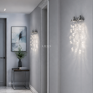 Applique murale en acier inoxydable avec verre et pierre faits à la main, éclairage décoratif LED pour salon, salle à manger, chambre à coucher, escalier - Product Image 3