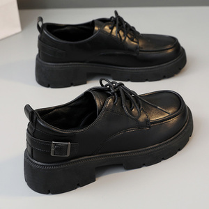 K1802 LYKU Mocassins pour femmes à bout rond, antidérapants, à lacets, noirs, style rétro, plateforme, pour l'été, l'automne et le printemps - Product Image 5