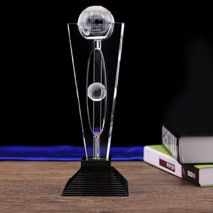 3D Laser Gravado Logotipo Empresa Empregados Competição Prêmio Troféu De Vidro Global Crystal Trophy Lembrança