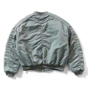 Blouson Bomber Homme Coupe Boxy Personnalisé en Nylon Texturé Froissé Style Vintage Streetwear Grande Taille avec Doublure Orange – Vente en Gros - Product Image 3