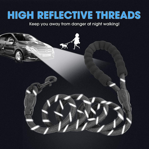 Laisse pour animaux de compagnie réfléchissante en sangle de corde anti-emmêlement, pour chiens de petite et grande taille, noire, pour la promenade et l'entraînement - Product Image 5