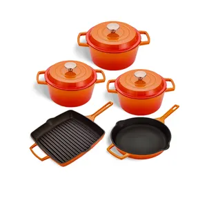 Conjunto de panelas brilhantes, conjunto de panelas e frigideiras brilhantes para cozinha, utensílios de cozinha, panelas antiaderentes, esmalte e ferro fundido