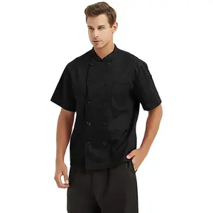Giacca da cuoco bianca a maniche corte, cappotto da cuoco cool Vent/giacca da cuoco uniforme/giacca da cuoco uniformi camicia top ristorante intrecciato