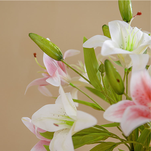 Bàn tay 3D cảm thấy 2 Hoa 1 nụ hoa <span class=keywords><strong>lily</strong></span> mô phỏng phòng khách cao cấp hoa lụa bàn ăn ánh sáng trang trí sang trọng - Product Image 3