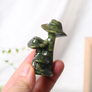 Champignons en cristal de jade vert naturel à trois têtes, très demandés, pour la décoration - Product Image 6