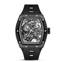 Montre mécanique automatique pour homme OEM, étanche, lumineuse, en forme de baril de vin, avec boîtier en acier inoxydable et bracelet en silicone