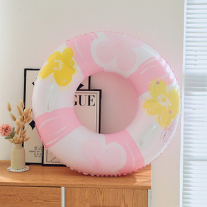 Adult <b>Inflatable</b> Swim Ring 90cm Flower Pattern With Handles Pool <b>Float</b> For Water Park - Product Image 3