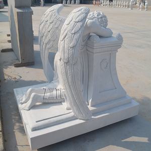 Пользовательские белый мраморный надгробный камень в натуральную величину плач Ангел статуи - Product Image 5