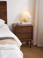 Laci meja malam, tempat tidur Modern mewah kayu padat hitam Walnut samping tempat tidur meja dengan penyimpanan untuk kamar tidur