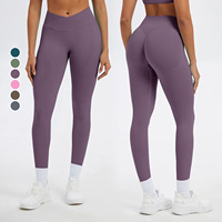 Leggings de yoga sans couture pour femme, taille croisée, extensibles dans quatre directions, effet ventre plat, respirants, séchage rapide, effet galbe fessier