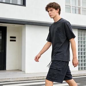 Pantalones Cortos Casuales de Algodón con Bolsillos Grandes y Lavado Ácido para Hombre, Negros, de Verano, de Secado Rápido, Transpirables, con Cintura Elástica, Largos hasta la Rodilla - Product Image 2