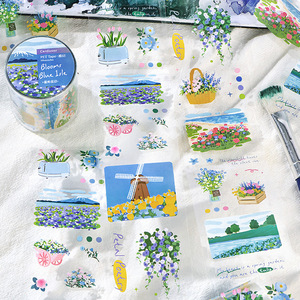 1 Rotolo di Nastro Decorativo con Motivi Floreali della Serie 'Solo i Fiori Conoscono il Paesaggio' per Journaling - Product Image 1