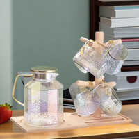 Bouilloire en verre borosilicate avec couvercle en acier inoxydable, carafe à eau et à lait, ensemble de pichets transparents en verre borosilicate, POT