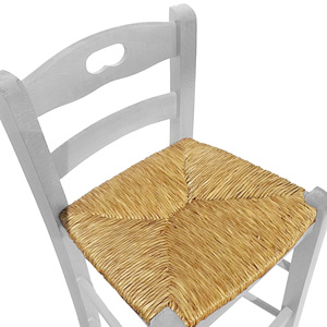 Sgabello da Bar GIAQUINTO Bianco Rustico Vintage per Cucina e Pub con Seduta in Paglia - Product Image 3