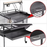 Cage à oiseaux robuste en métal et fer, grande volière pour perroquets, canaris, perruches, avec support, roues verrouillables, motif solide respirant, pour l'élevage
