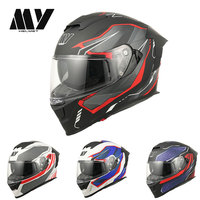 Casque de moto intégral MY Helmet Spoty and Daring Graphics Decal Design Noir Rouge Mat FF936