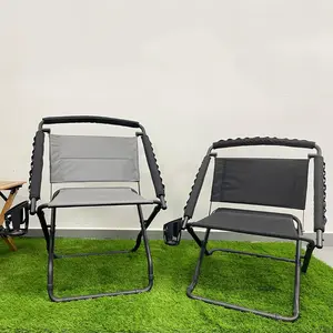 Outdoor Camping High Chair Folding Portable Metal Picnic Chair With Carrying Bag For Camp Travel Beach Hiking