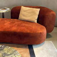 Canapé d'angle contemporain minimaliste incurvé en tissu bouclé rembourré, design pour appartement, salon, hôtel, villa, lot de 3