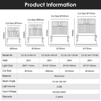 Spot encastré LED EZELED personnalisable anti-éblouissement à CCT élevé, dimmable, pour intérieur, 20, 35, 50, 80 watts