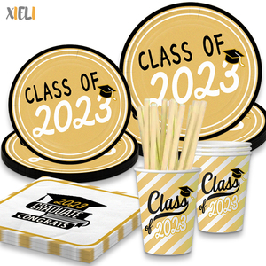 Xieli <span class=keywords><strong>Happy</strong></span> Graduation Party Paper Plate Sets Party Vajilla Decoraciones de mesa - Product Image 1