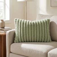 Housse de coussin décorative moderne minimaliste en fausse fourrure de lapin côtelée, douce et moelleuse, pour canapé, hôtel, maison