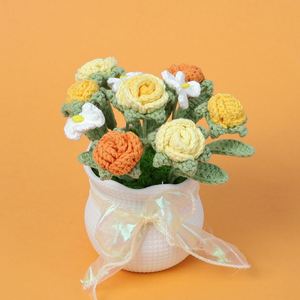 Macetas de Flores Tejidas a Crochet al por Mayor, Macetas de Girasoles, Rosas, Tulipanes y Margaritas para Decoraciones de Bodas, Fiestas, Halloween y Graduaciones - Product Image 5