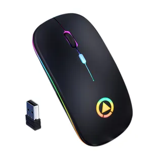 A2 Original Ultra-Thin Rechargeable Battery Mute Mouse 2.4Ghz Optical LED Colorful Light Computer Game Wireless