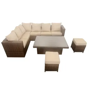 YASN Outdoor Patio Furniture Set Attractive Corner Ratan Sofa With Lifting Table PE Rattan Material Rattan Set Garden Furniture