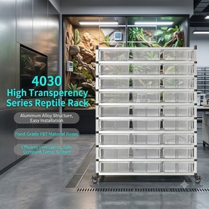 Terrario de Reptiles Resistente a Impactos de 10 Niveles y 30 Cajas, Gabinete con Tubos Transparentes de PET y Marco de Aleación para Geckos, Pitones y Lagartos - Product Image 3