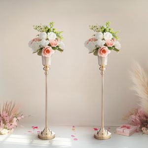 Fabbrica <span class=keywords><strong>oro</strong></span> artificiale composizioni floreali tromba vaso nozze centrotavola decorazioni da tavola per matrimoni eventi speciali - Product Image 4