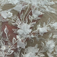 Tissu en tulle de soie brodé blanc en gros pour vêtements de mariée, sacs et accessoires