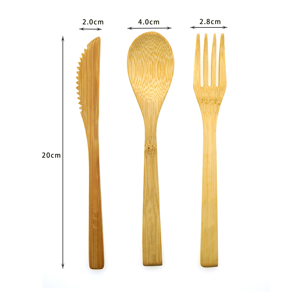 Organic Picnic Bamboo Cutlery Set Spoon Fork and Knife