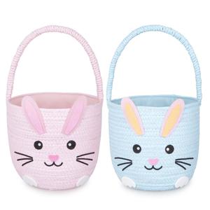 Cesta <span class=keywords><strong>de</strong></span> Papel con Diseño <span class=keywords><strong>de</strong></span> Conejito <span class=keywords><strong>de</strong></span> Pascua Rosa y Azul, con Cola <span class=keywords><strong>de</strong></span> Pompones, Portátil y Ligera, para Niños y Niñas, para la Caza <span class=keywords><strong>de</strong></span> Huevos, Regalos y Recuerdos <span class=keywords><strong>de</strong></span> Fiesta - Product Image 1