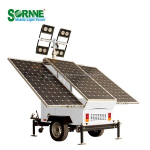 Tour d'éclairage solaire mobile haute performance 4*100W, étanche IP65, mât télescopique de 7m pour extérieur - Product Image 1