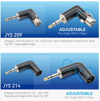 Adaptateur d'angle réglable à 3 voies, XLR mâle vers TRS mâle 1/4 pouces, adaptateur audio à pointe plaquée or noir