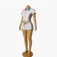 Ensemble Lounge Deux Pièces Tendance 2026 pour Femme : Veste Zippée Color Block et Short Assorti avec Logo Personnalisé en Strass OEM ODM