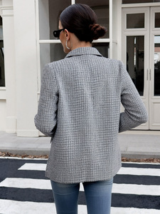 Novo <span class=keywords><strong>Blazer</strong></span> Feminino Estilo Retrô Xadrez com Botão Único para o Dia a Dia - Product Image 6