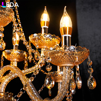 Lustre LEDA de luxe pour événements et fêtes, décoration de plafond, lustre en or, acrylique, lumière chaude, cristal, pour mariage