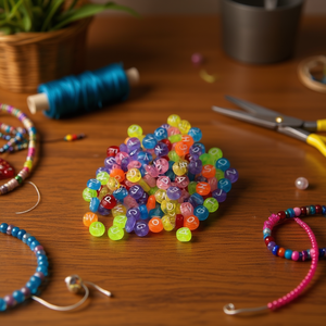 Perles de lettres rondes translucides ILAN 4x7mm pour travaux manuels 17g - Product Image 2