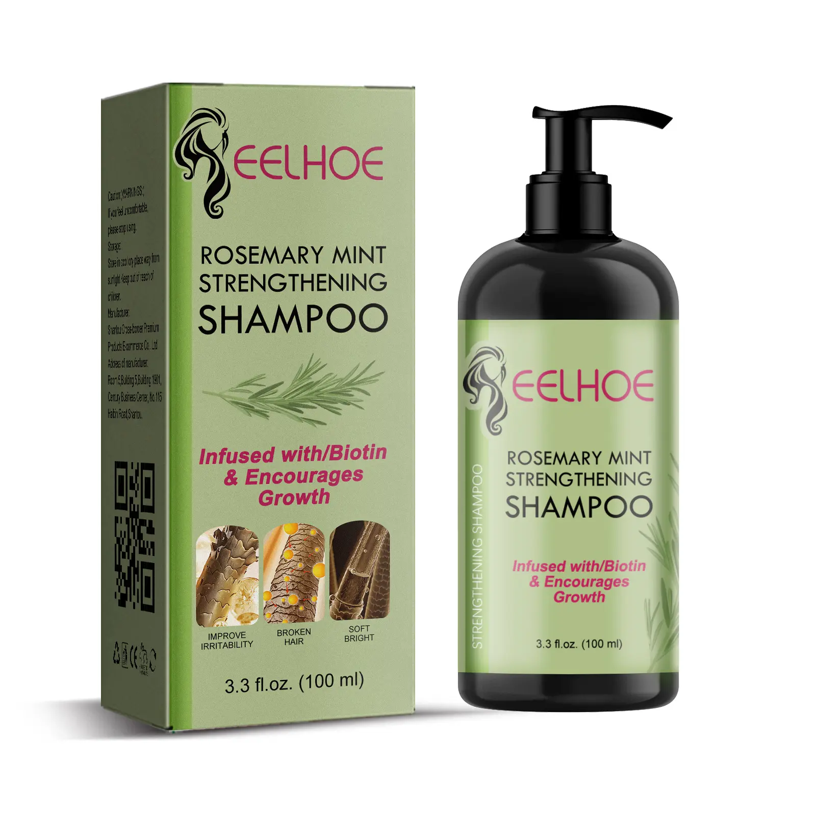 Shampoo originale che rafforza la menta Shampoo infuso con biotina, purifica e aiuta a rafforzare i capelli deboli e fragili