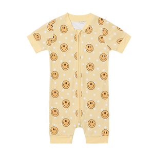 Logo personnalisé imprimé 95% bambou 5% Spandex bébé enfant en bas âge à manches courtes barboteuse enfant pyjamas vêtements de couchage - Product Image 5