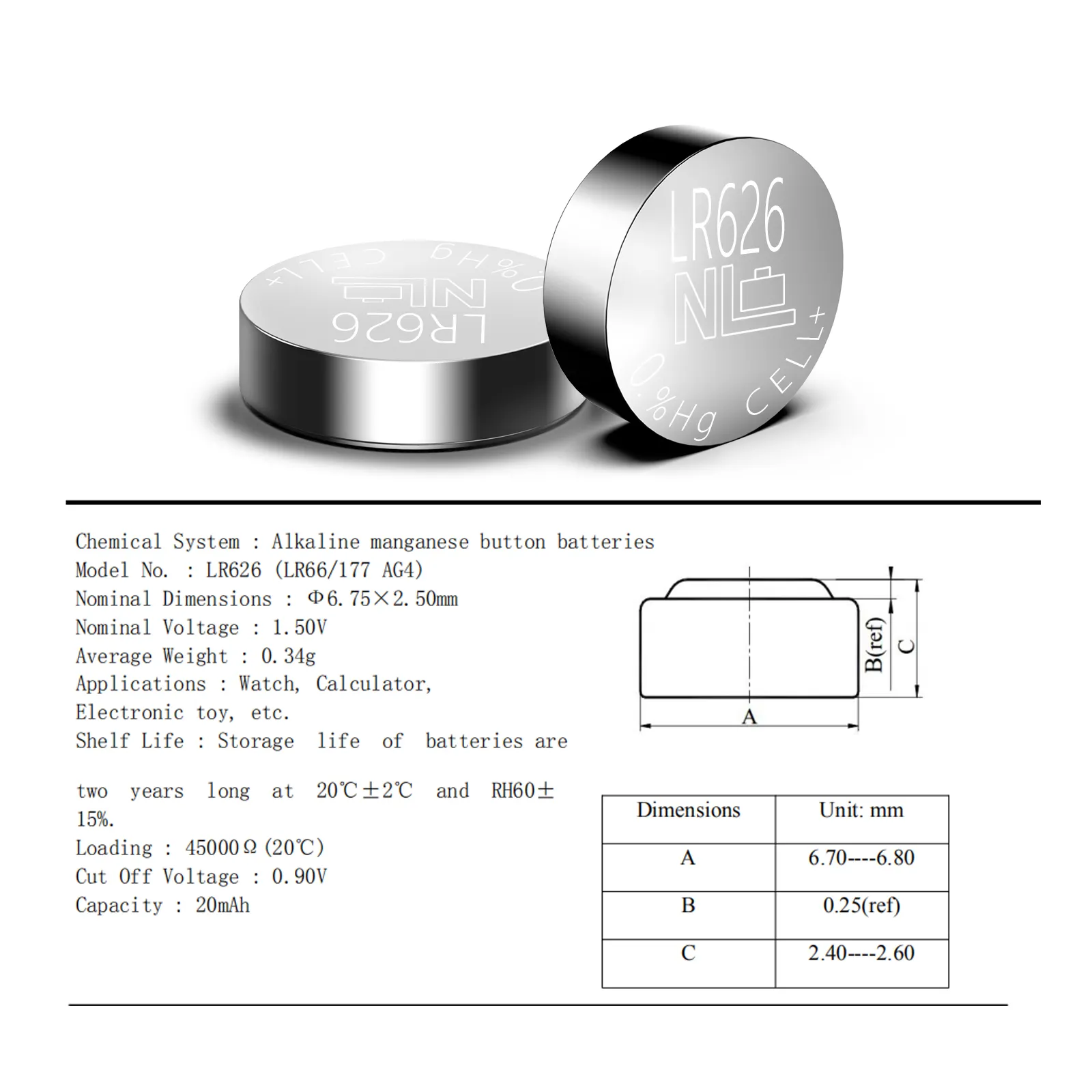 Pkcell-pilas alcalinas de botón, 18mAh, 1,5 v, AG4, 377A, 377, LR626, SR626SW, SR66, LR66, reloj