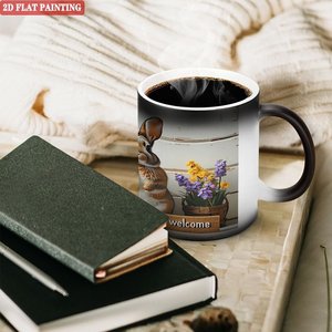 <b>Ceramic</b> Blank Mug 11oz Frosted Black Heat Changing Magic Drinking <b>Cup</b> - Product Image 3