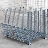 Cage de stockage en acier galvanisé à faible MOQ, porte rabattable détachable, haute capacité de charge, pour atelier de pneus automobiles, excellent rapport volume/poids